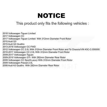 Kit de disques de frein avant et arrière, pour Volkswagen Tiguan CC Audi Q3 Quattro GTI Passat