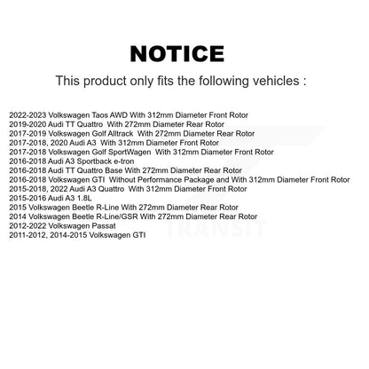 Kit de disques de frein avant et arrière, pour Volkswagen Passat Taos Audi GTI Golf SportWagen