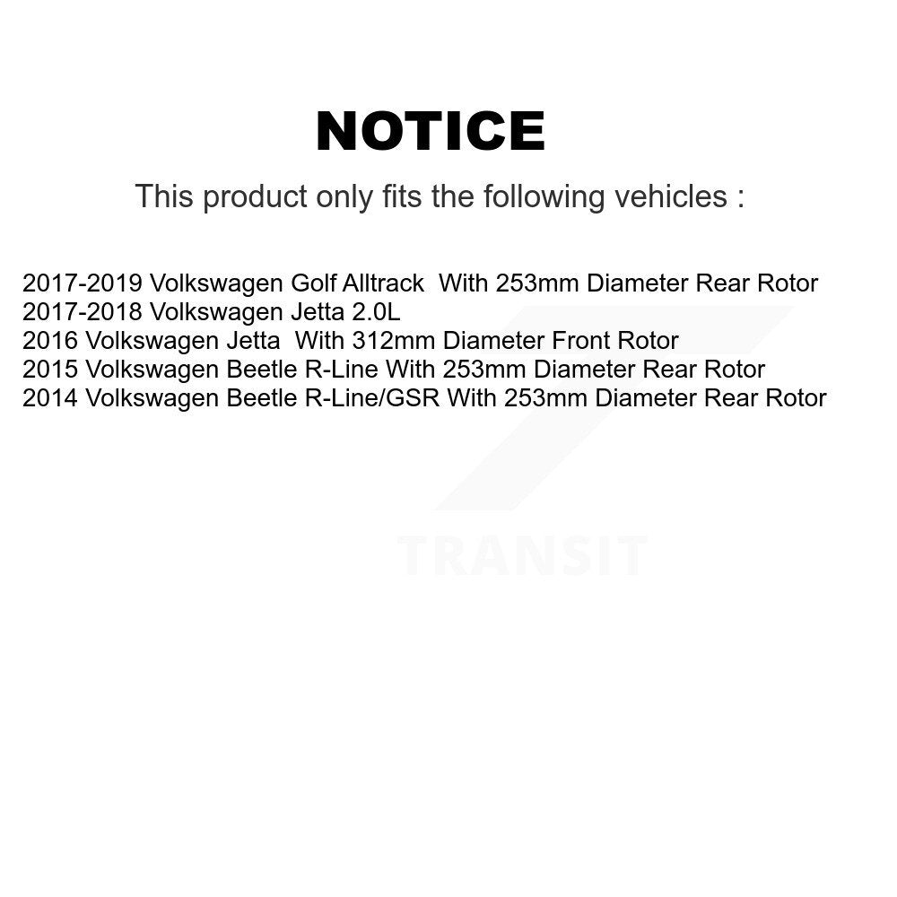 Kit de rotors de frein à disque avant et arrière, pour Volkswagen Jetta Golf Alltrack Beetle