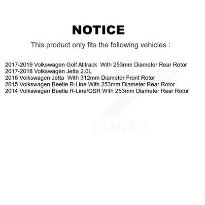Kit de rotors de frein à disque avant et arrière, pour Volkswagen Jetta Golf Alltrack Beetle
