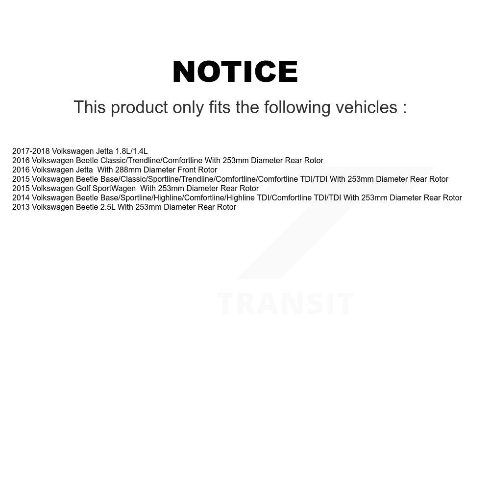 Kit de rotors de frein à disque avant et arrière, pour Volkswagen Jetta Beetle Golf SportWagen