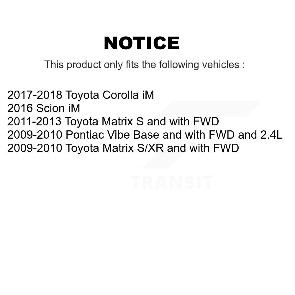 Kit de rotors de frein à disque avant et arrière, pour Toyota Matrix Pontiac Vibe Corolla iM Scio