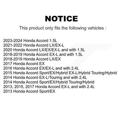 Kit de rotors de frein à disque avant et arrière pour Honda Accord K8-101613