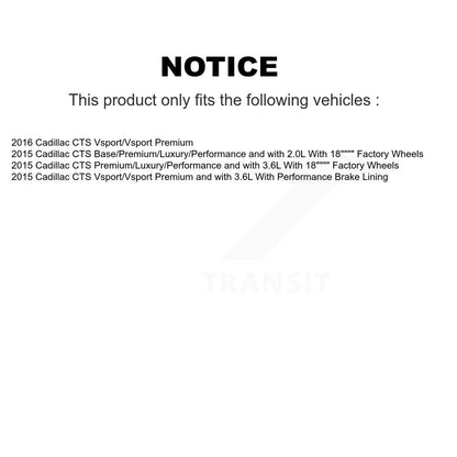 Kit de disques de frein à disque avant et arrière pour Cadillac CTS K8-101666