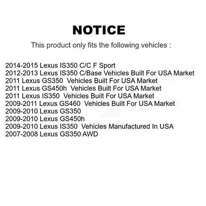 Kit de rotors de frein à disque avant et arrière, pour Lexus IS350 GS350 GS450h GS460 K8-101824