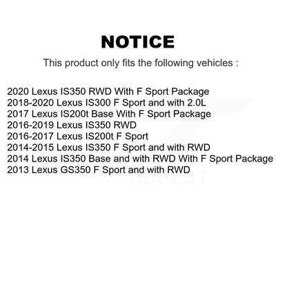 Kit de rotors de frein à disque avant et arrière, pour Lexus IS350 IS300 GS350 IS200t K8-101827