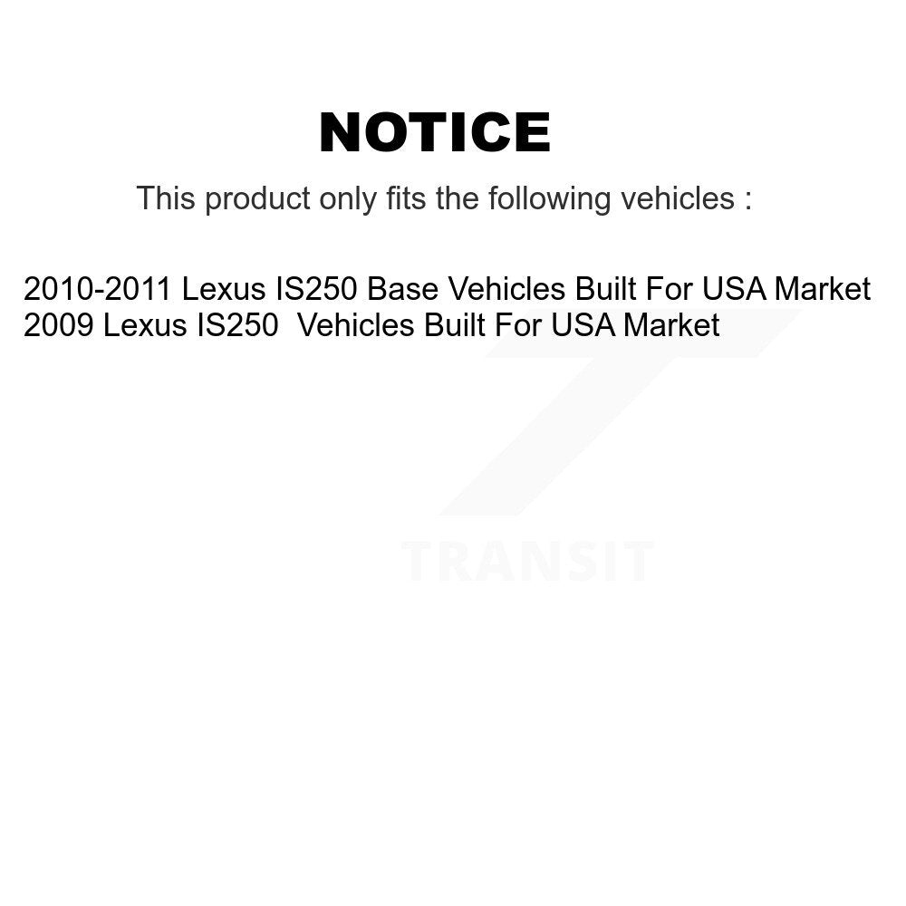 Kit de rotors de frein à disque avant et arrière pour véhicules Lexus IS250 construits sur le marché américain