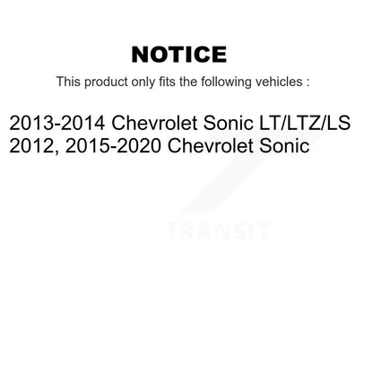 Kit de tambours de rotors de frein à disque avant et arrière pour Chevrolet Sonic K8-101970