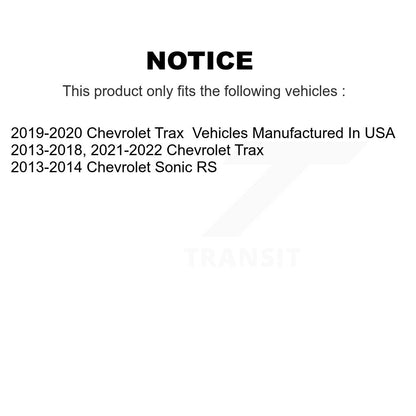 Kit de tambours de Rotors de frein à disque avant et arrière pour Chevrolet Trax Sonic K8-101971