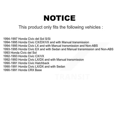 Kit de tambours de Rotors de frein à disque avant et arrière pour Honda Civic del Sol CRX K8-102000
