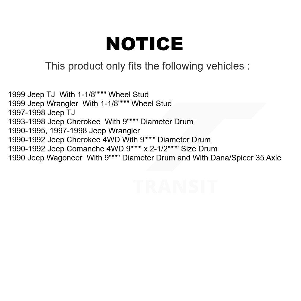Kit de tambour de Rotors de frein avant et arrière, pour Jeep Wrangler Cherokee Comanche Wagoneer T