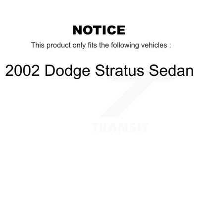 Kit de tambours de rotors de frein à disque avant et arrière pour berline Dodge Stratus 2002 K8-102087