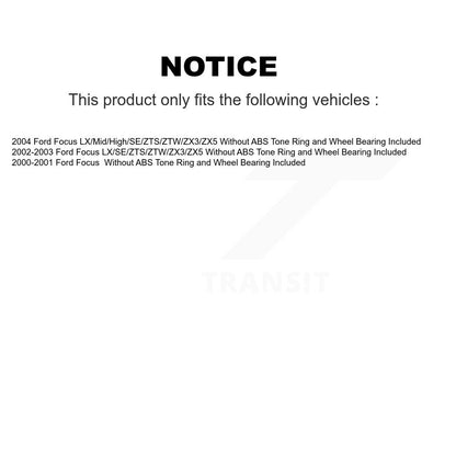 Kit de tambours de rotors de frein à disque avant et arrière pour roulement de roue Ford Focus inclus