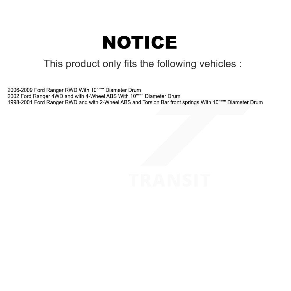 Kit de tambour de rotors de frein à disque avant et arrière pour Ford Ranger avec 10" de diamètre