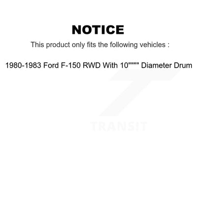 Kit de tambour de rotors de frein avant et arrière pour Ford F-150 RWD 80-83 avec 10" de diamètre