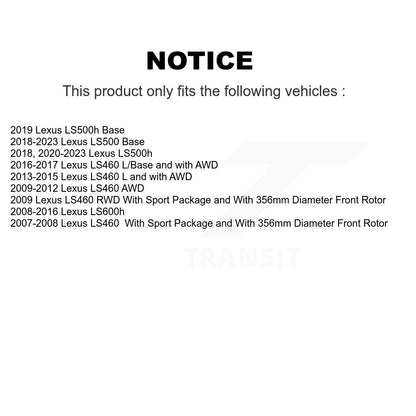Kit de rotors de frein à disque avant pour Lexus LS460 LS500 LS600h LS500h K8-102319