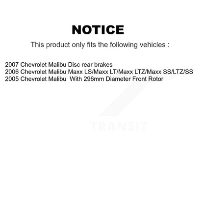 Kit de tambours de rotors de frein à disque avant et arrière pour Chevrolet Malibu K8-102391