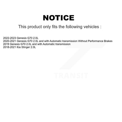 Kit de rotors de frein à disque avant et arrière, pour Genesis G70 Kia Stinger K8-102585