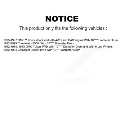 Kit de tambour à plaquettes semi-métalliques pour rotors de frein avant et arrière (7 pièces) pour Chevrolet K1500 GM