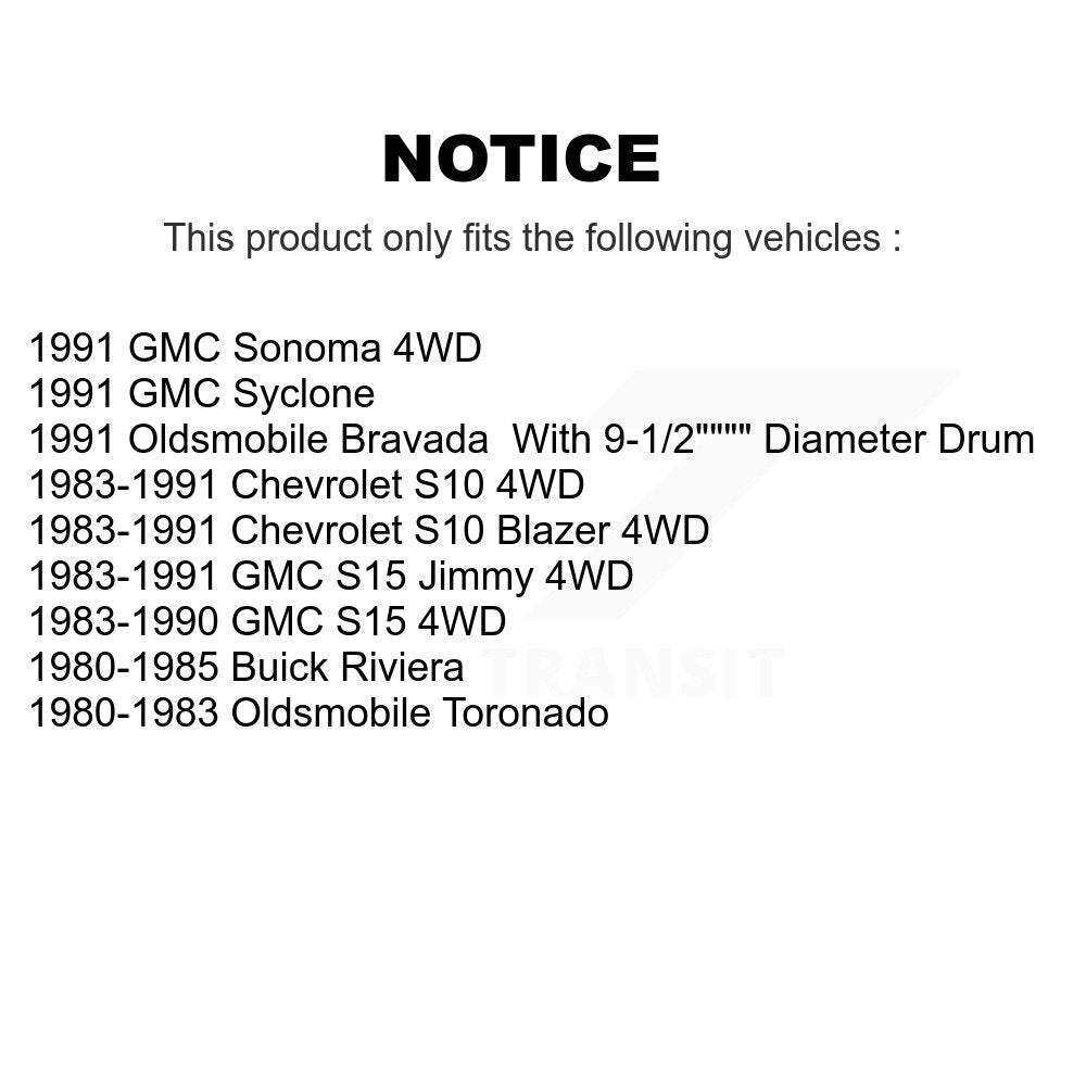 Rotors de frein avant et arrière, Kit de plaquettes et tambours semi-métalliques (7 pièces) pour Chevrolet S10 GM