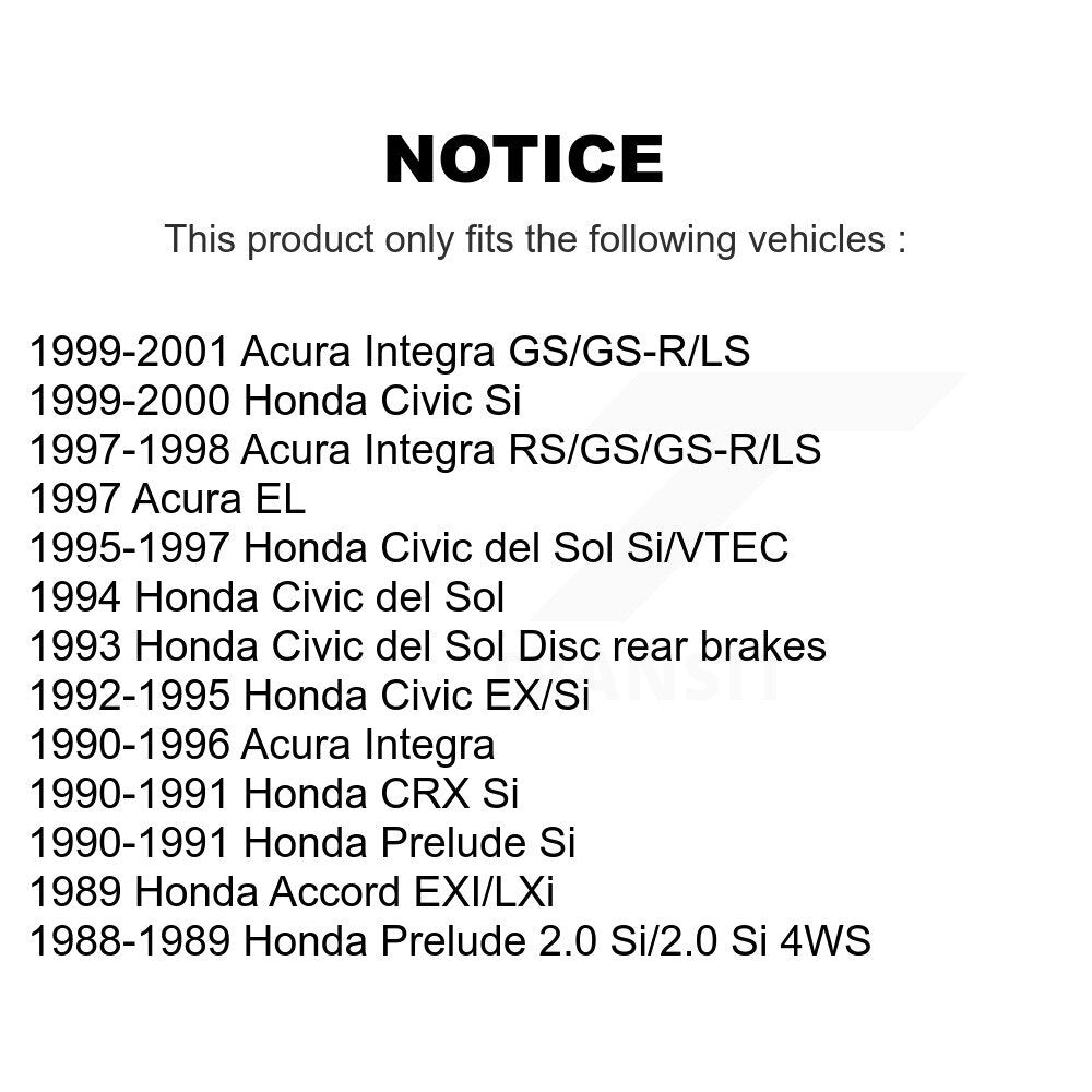 Kit de rotor de frein arrière et de plaquettes en céramique pour Honda Civic Acura Integra del Sol Prelud