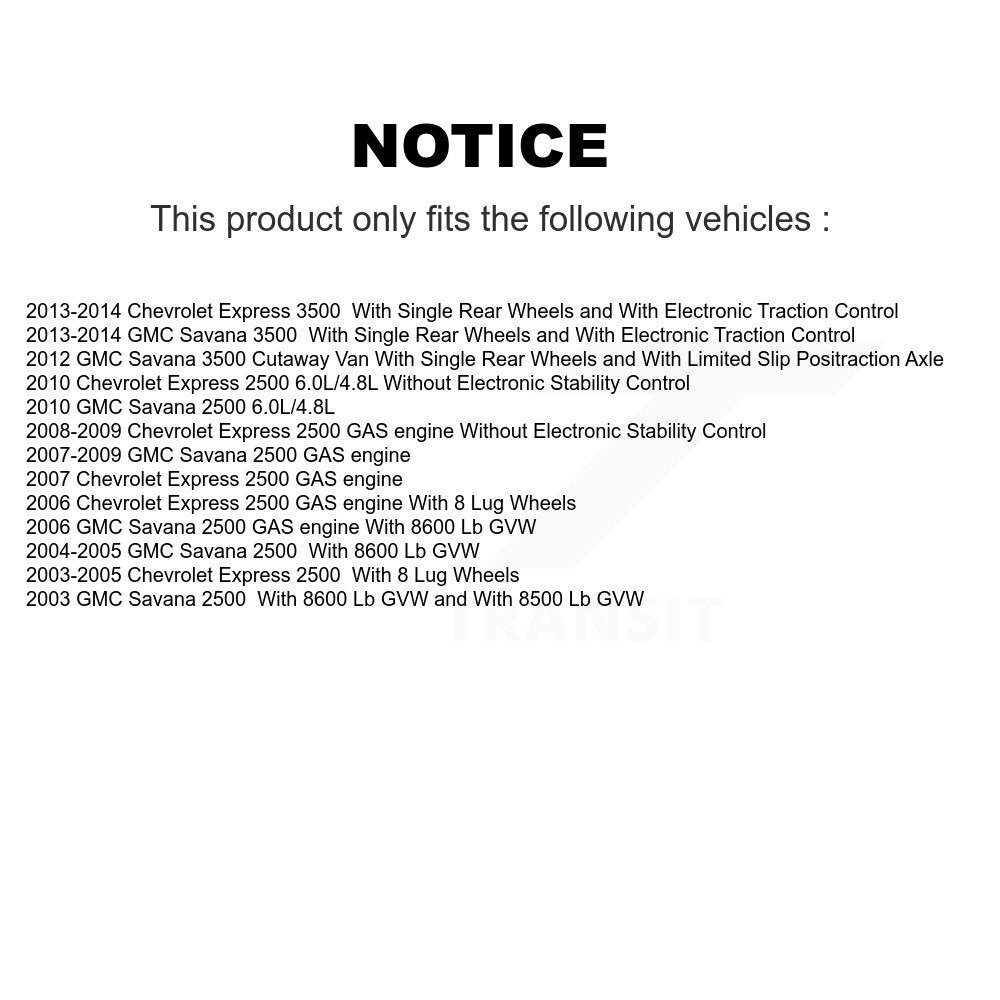 Kit de rotor de frein arrière et de plaquettes semi-métalliques pour Chevrolet GMC Express 2500 Savan