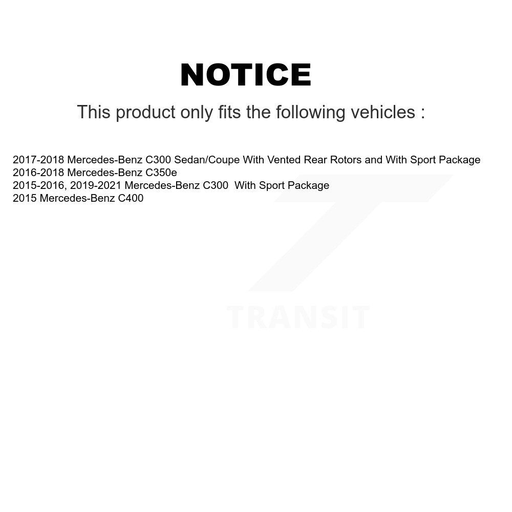 Rotors de frein à disque arrière et Kit de plaquettes semi-métalliques pour Mercedes-Benz C300 C400 C350