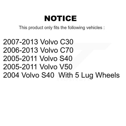 Kit de rotors de frein à disque arrière et plaquettes semi-métalliques pour Volvo S40 C30 V50 C70