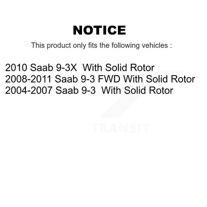 Rotor de frein à disque arrière et Kit de plaquettes semi-métalliques pour Saab 9-3 9-3X avec solide