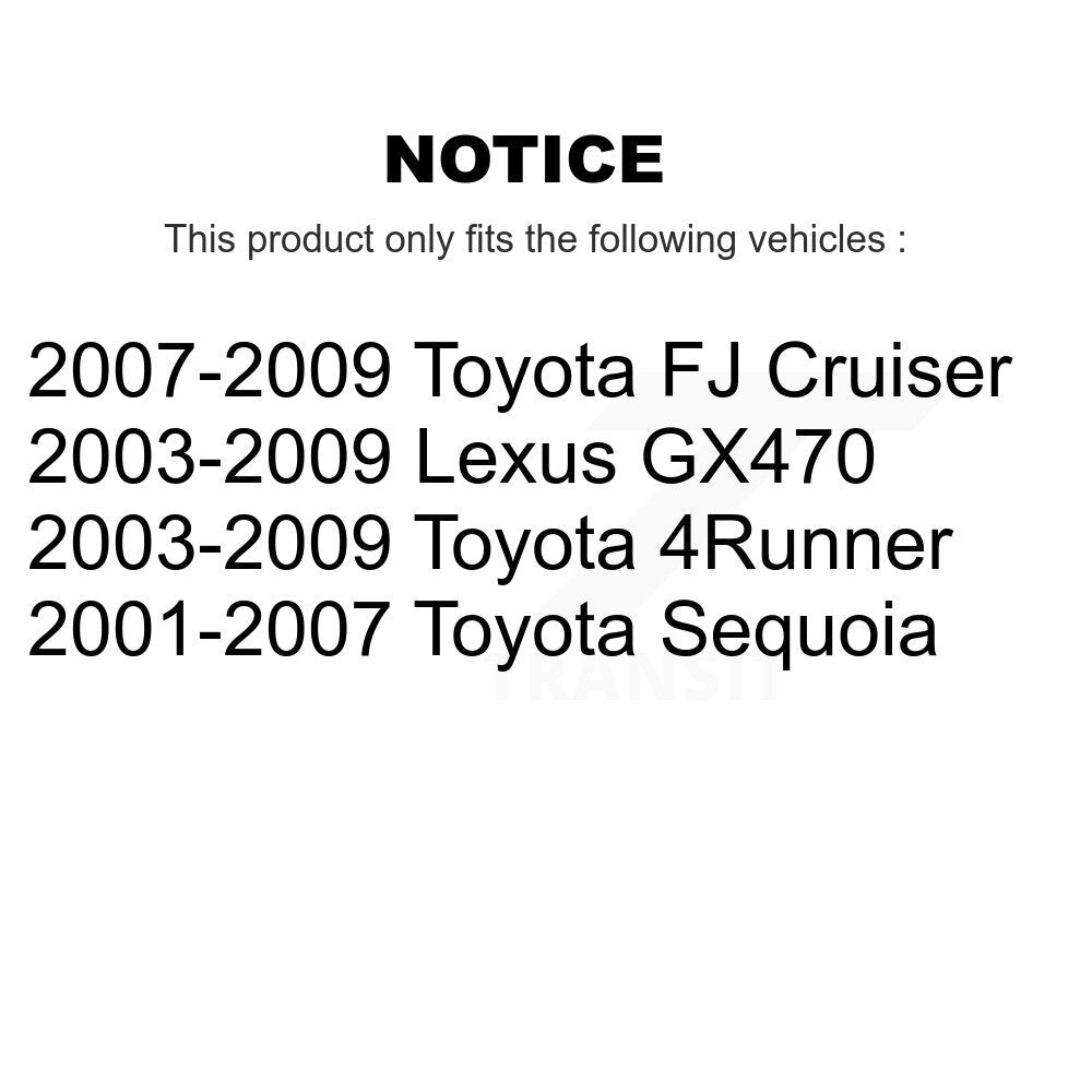 Kit de rotor de frein arrière et de plaquettes semi-métalliques pour Toyota 4Runner FJ Cruiser Sequoi