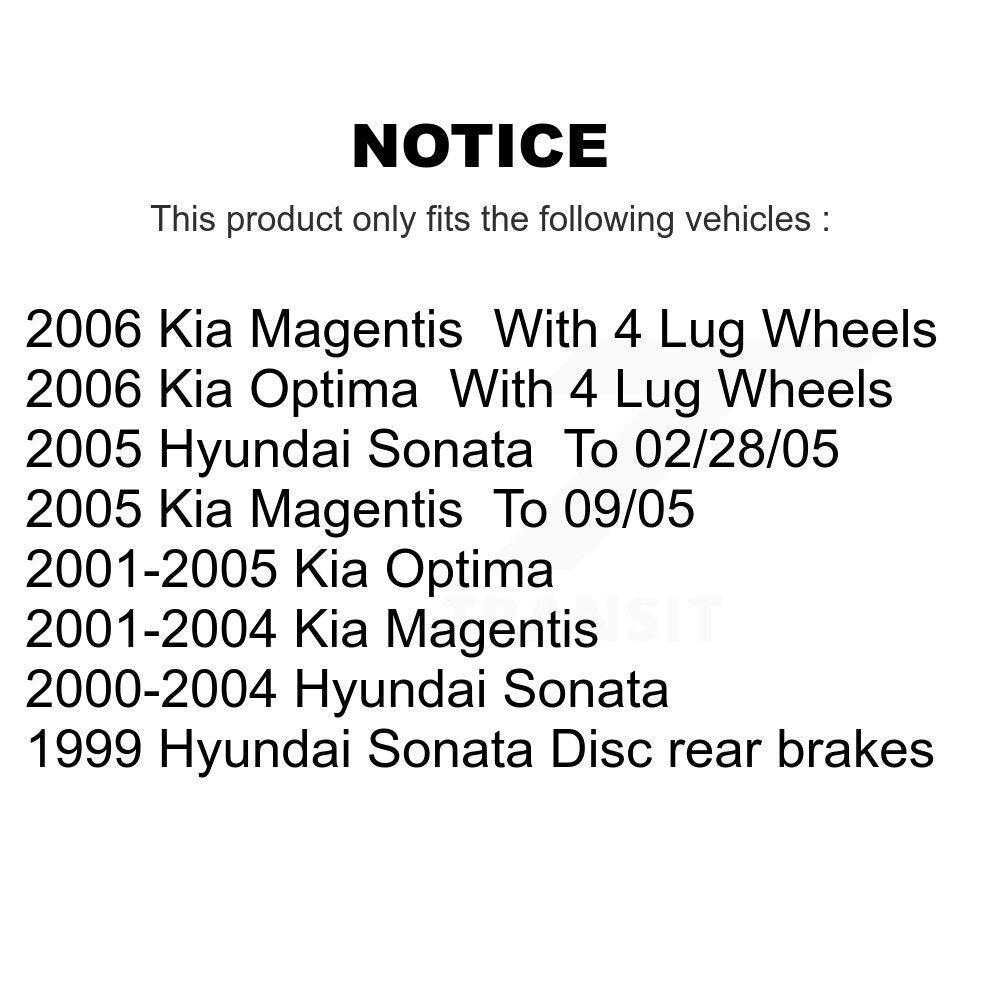 Kit de Rotor de frein à disque arrière et de plaquettes en céramique, pour Hyundai Sonata Kia Optima Magenti