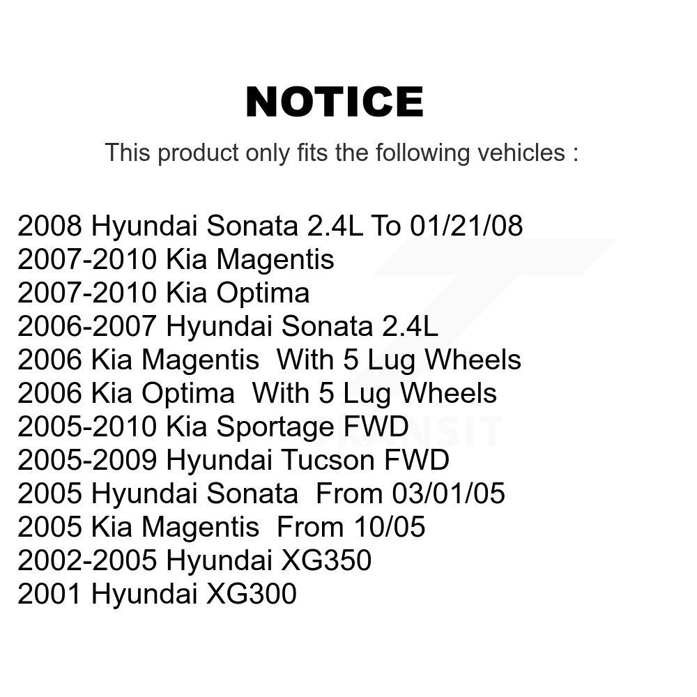 Kit de rotor de frein arrière et de plaquettes en céramique, pour Hyundai Tucson Kia Sportage Sonata Optim