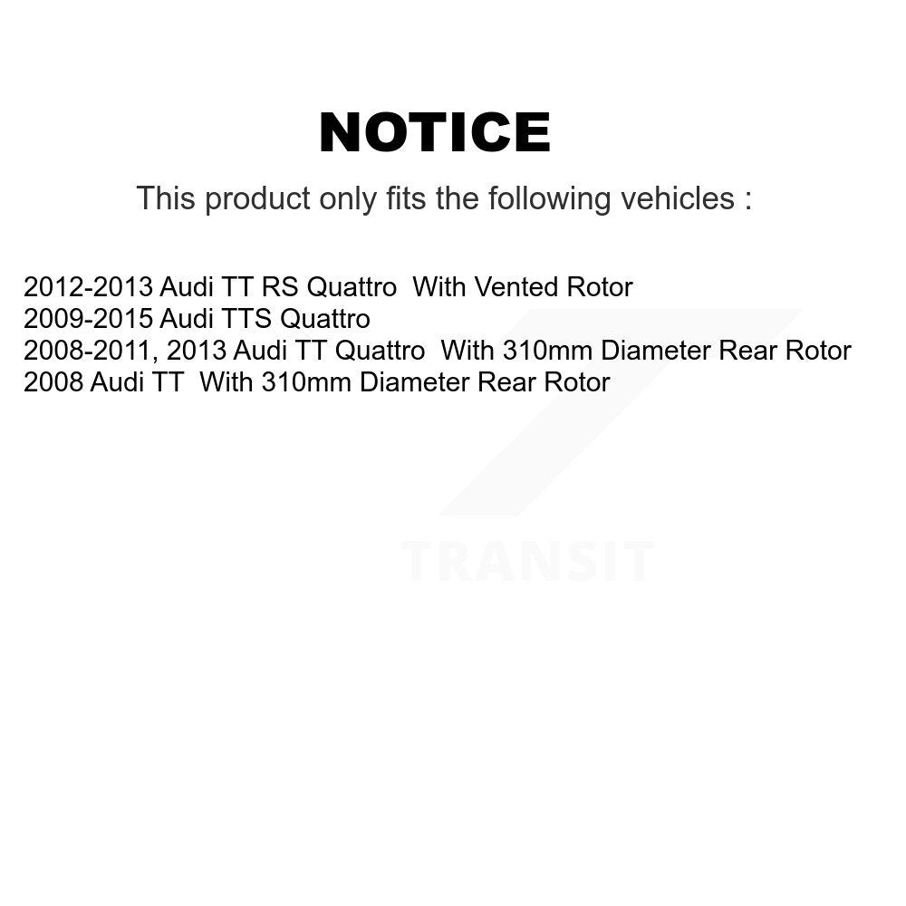 Kit de disques de frein à disque arrière et plaquettes en céramique pour Audi TT Quattro TTS RS