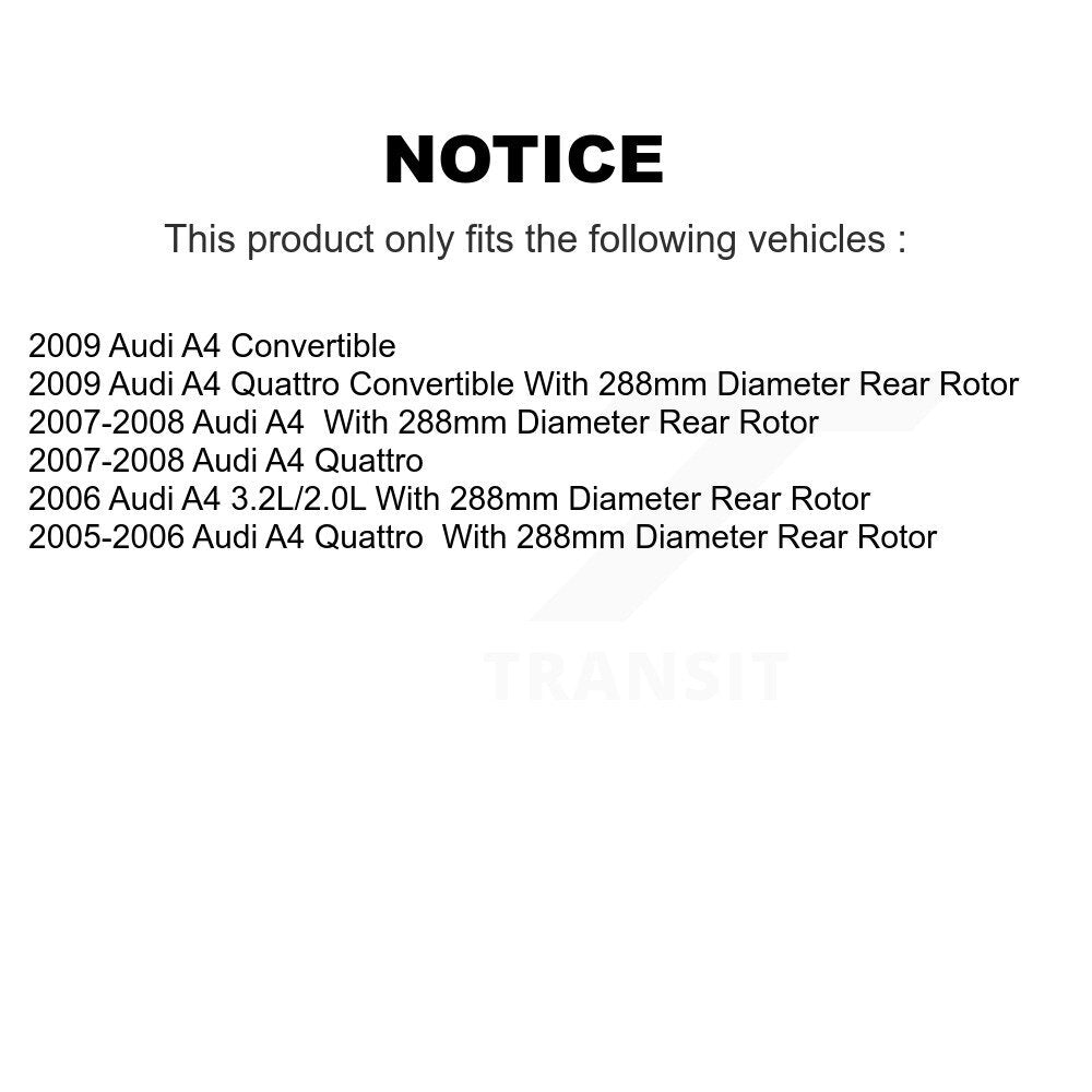Kit de disques de frein à disque arrière et plaquettes en céramique pour Audi A4 Quattro K8A-100936
