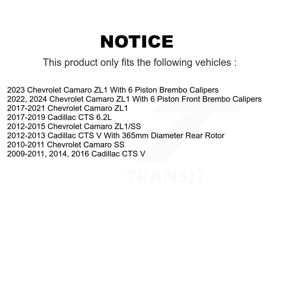 Rotors de frein à disque arrière et Kit de plaquettes semi-métalliques pour Chevrolet Camaro Cadillac CT