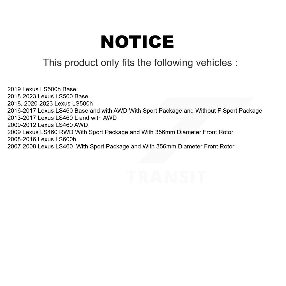 Rotors de frein à disque avant et Kit de plaquettes en céramique pour Lexus LS460 LS500 LS600h LS500