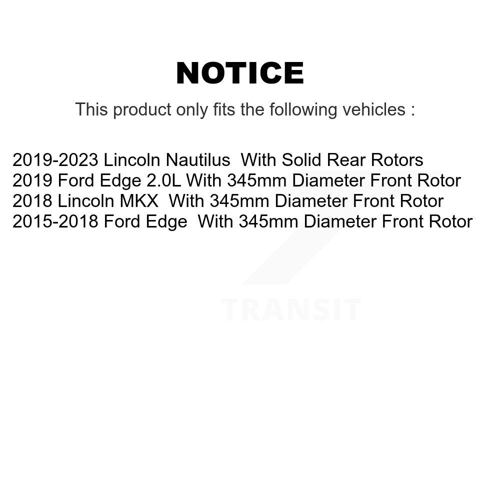 Kit de plaquettes semi-métalliques et de Rotor de frein avant et arrière en céramique, pour Ford Edge Lincoln MK