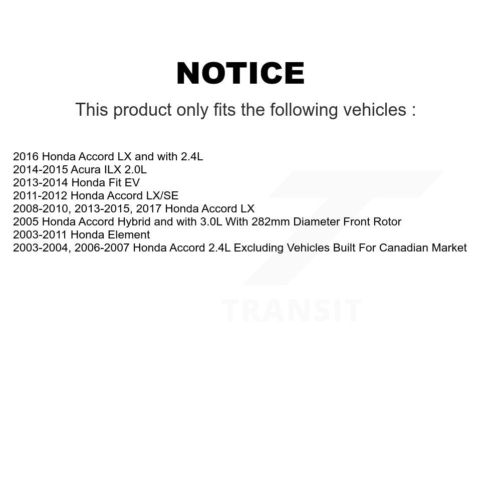 Rotors de frein à disque avant et Kit de plaquettes en céramique pour Honda Accord Fit Element Acura IL