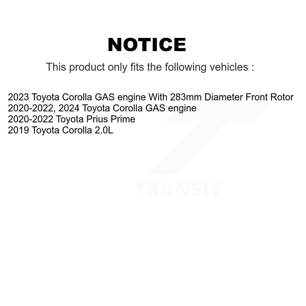 Kit de rotors de frein à disque avant et plaquettes en céramique pour Toyota Corolla Prius Prime