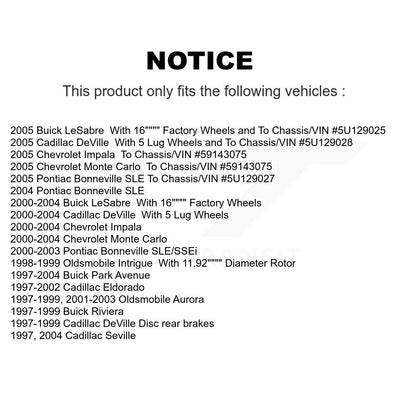 Rotors de frein avant et Kit de plaquettes en céramique pour Chevrolet Impala Buick LeSabre Cadilla