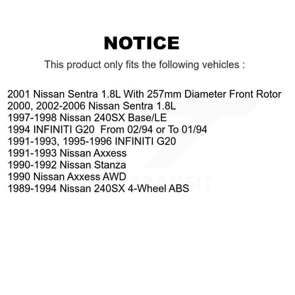 Kit de plaquettes de frein avant en céramique, pour Nissan Sentra 240SX Axxess Stanza INFINIT