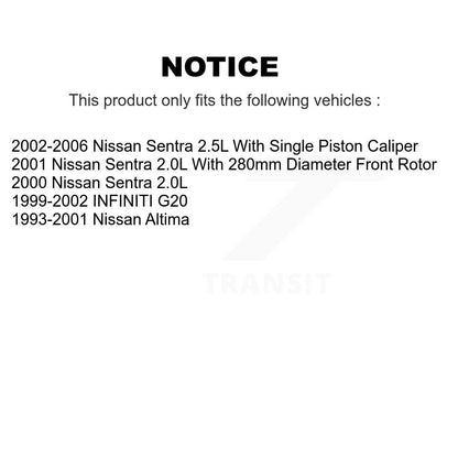Kit de Rotor de frein à disque avant et de plaquettes en céramique, pour Nissan Sentra Altima INFINITI G2