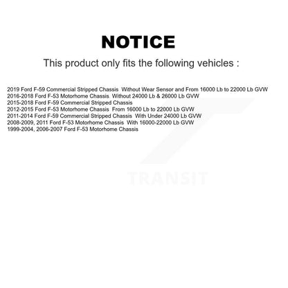 Kit de rotor de frein avant et de plaquettes semi-métalliques pour châssis de camping-car Ford F-53 F-5
