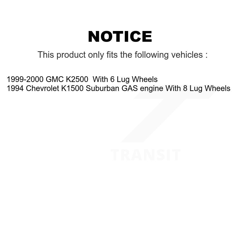 Kit de rotor de frein avant et de plaquettes semi-métalliques pour GMC K2500 K1500 Suburban Chevrole