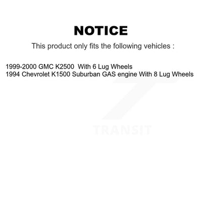 Kit de rotor de frein avant et de plaquettes semi-métalliques pour GMC K2500 K1500 Suburban Chevrole