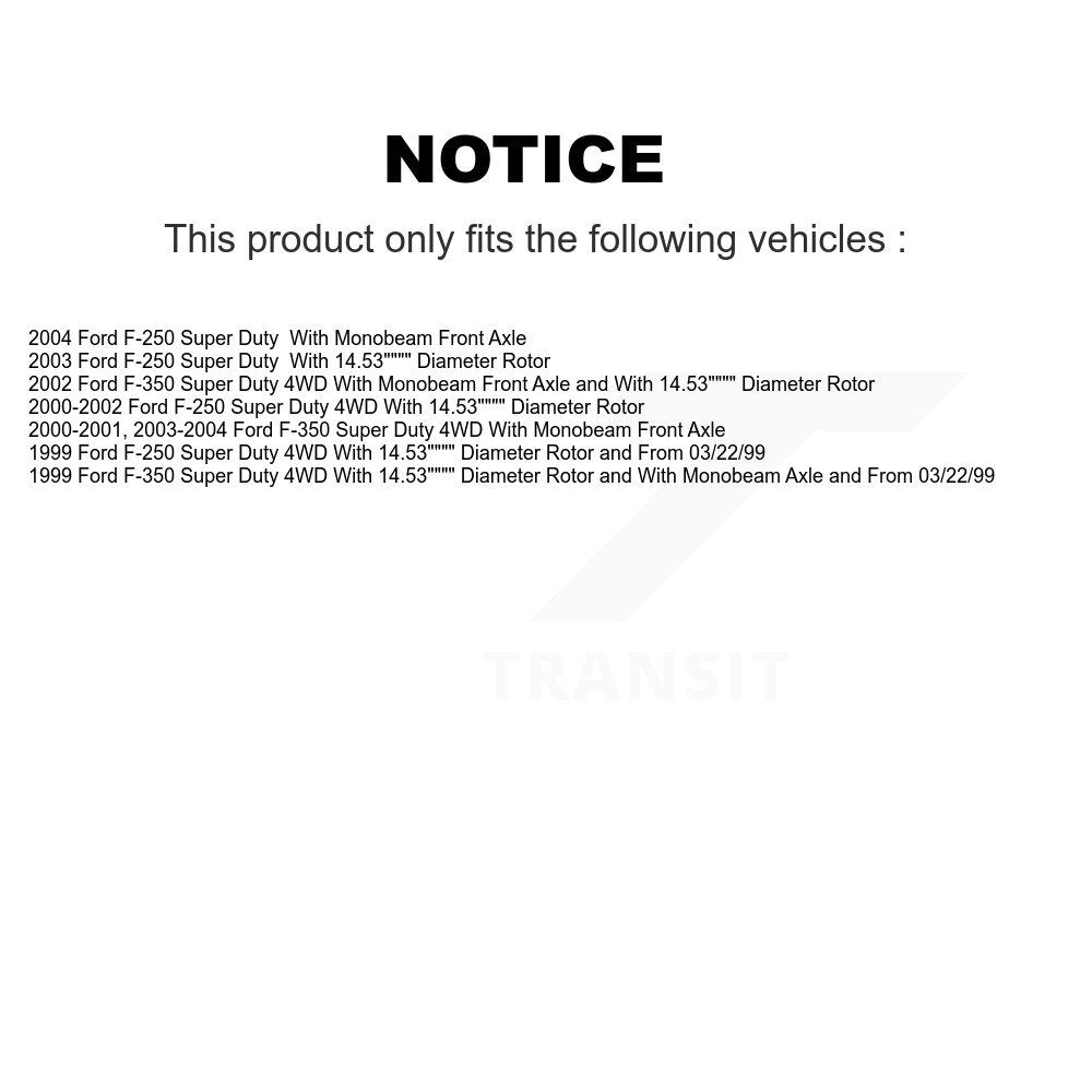 Kit de rotor de frein à disque avant et de plaquettes semi-métalliques pour Ford F-350 Super Duty F-25