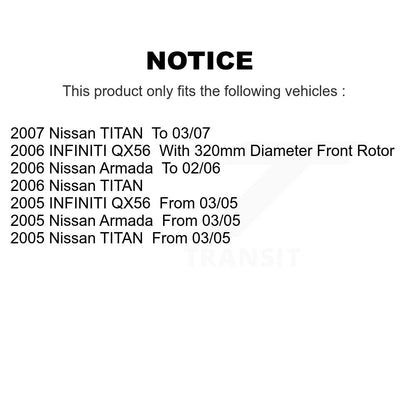 Rotor de frein à disque avant et Kit de plaquettes en céramique pour Nissan TITAN INFINITI QX56 Armad