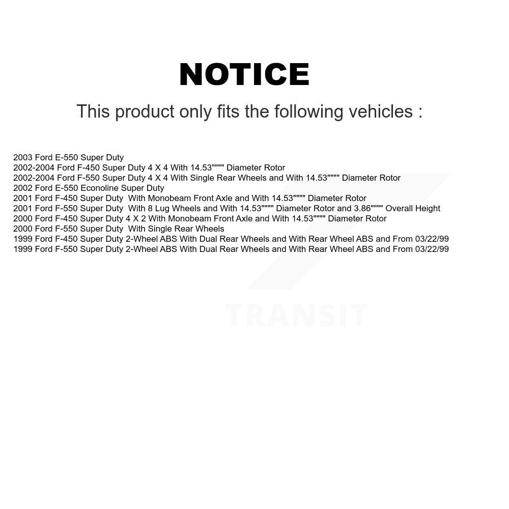 Rotors de frein avant et Kit de plaquettes semi-métalliques pour Ford E-550 Super Duty F-450 F-55
