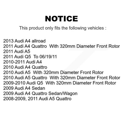 Rotor de frein à disque avant et Kit de plaquettes semi-métalliques pour Audi A4 Quattro Q5 A5 allroa