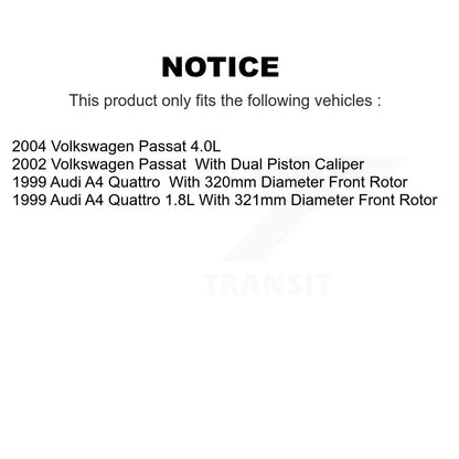 Rotors de frein avant et Kit de plaquettes semi-métalliques pour Volkswagen Passat Audi A4 Quattr